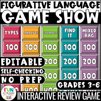 Preview of Figurative Language Game Show Test Prep Reading Review & Digital Game