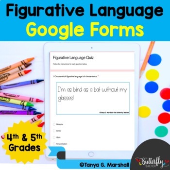 Preview of Figurative Language Google Forms Quiz | 4th & 5th Grade Figurative Language