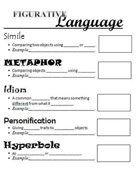 Preview of Figurative Language Graphic Organizer