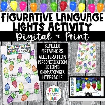 Preview of Figurative Language Holiday Light Craftivity | Digital & Print Version Included