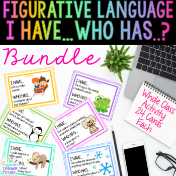 Preview of Figurative Language I HAVE WHO HAS Game BUNDLE l Class Activity