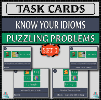 Preview of Figurative Language: Idioms Activity - Puzzling Problems Set 1 (Task Cards)