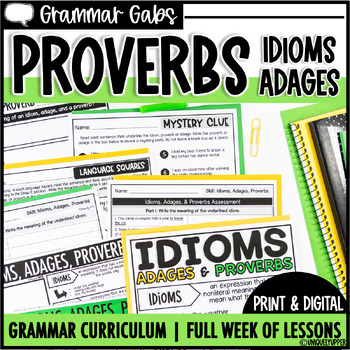 Preview of Figurative Language - Idioms, Adages & Proverbs Worksheets and Activities