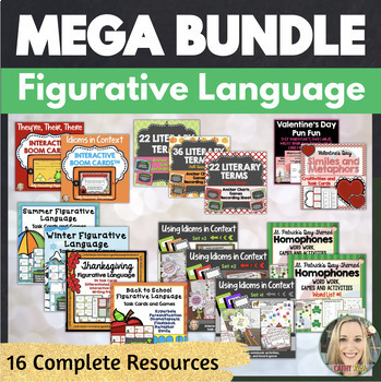 Preview of Figurative Language, Idioms, Homophones, MEGA BUNDLE, games, task cards