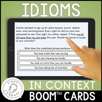 Preview of Figurative Language Idioms In Context BOOM CARDS™ Speech Therapy