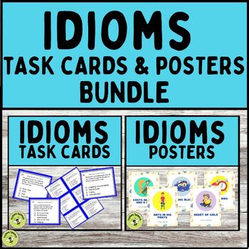 Preview of Figurative Language Idioms Task Cards and Posters Activities Bundle
