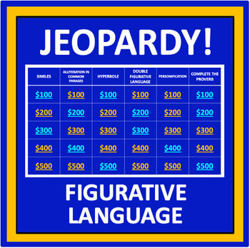 Preview of Figurative Language Jeopardy - an interactive ELA game
