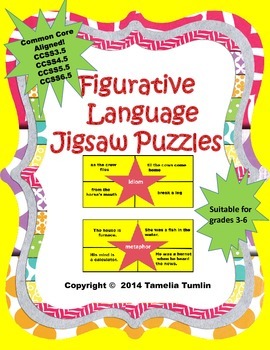 Preview of Figurative Language Jigsaw Puzzles and Word Wall Words (Grades 3-6)