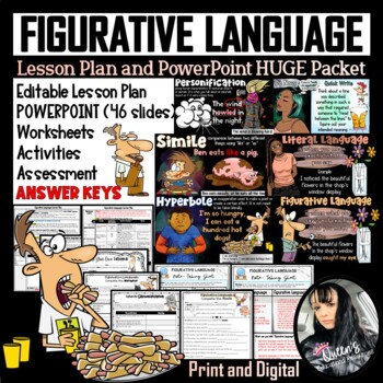 Preview of Figurative Language Lesson Plan and PowerPoint (Print and Digital)