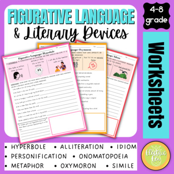 Preview of Figurative Language - Literary Device Worksheets + FREE Content Posters