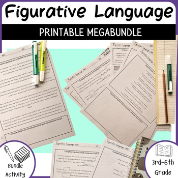 Preview of Figurative Language MEGABUNDLE: Printable Worksheets & Tasks Cards 3rd-6th Grade