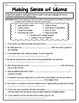 Figurative Language - Making Sense of Idioms by Mr and Mrs Brightside