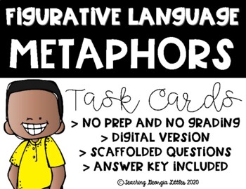 Preview of Distance Learning Figurative Language Metaphors Task Cards (Digital and Print)