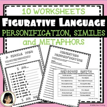 Preview of Figurative Language - Metaphors, Similes and Personification worksheets