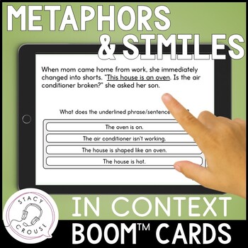 Preview of Figurative Language Metaphors and Similes BOOM CARDS™ in Context Speech Therapy