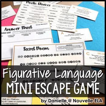 Preview of Figurative Language Mini Escape Game (paper + digital) - Elements of Poetry
