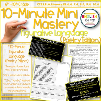 Preview of Figurative Language Mini-Lesson, 10-Minute Mastery, PowerPoint Slides, Poetry