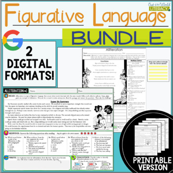 Preview of Figurative Language Passages - Bundle - 2 Digital and 2 Printable Versions