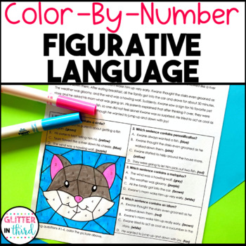 Preview of Figurative Language Worksheets Passages Reading Comprehension Color By Number