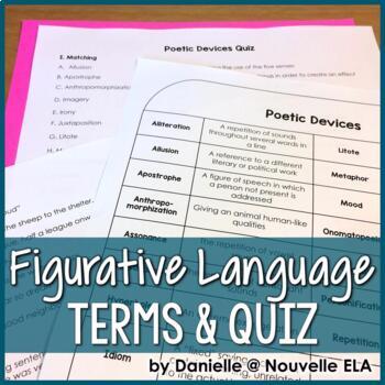 Preview of Figurative Language - Poetic Devices - Elements of Poetry Terms & Quiz