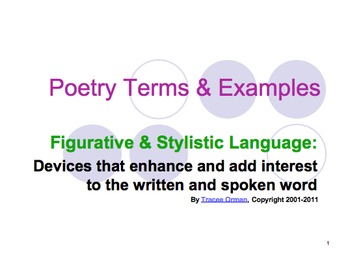 Preview of Figurative Language & Poetic Devices Powerpoint Presentation