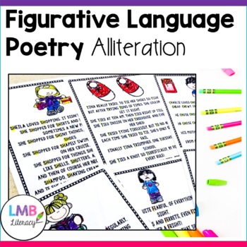 Preview of Figurative Language Activities, Alliteration Poems with Poetry Comprehension