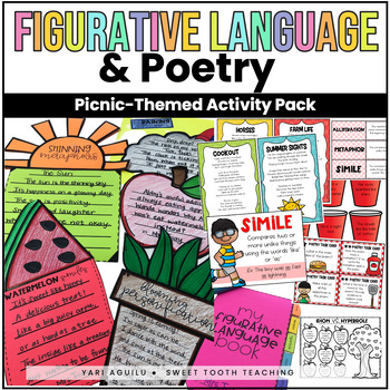 Preview of Figurative Language & Poetry Center Activities & Task Cards | Spring Picnic