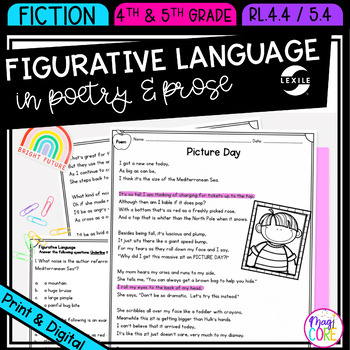 Preview of Figurative Language Reading Passages Worksheets Poetry RL.4.4 RL.5.4 RL4.4 RL5.4