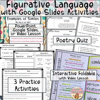 Preview of Figurative Language Poetry Unit Interactive Notebook Video Lesson Google Slides