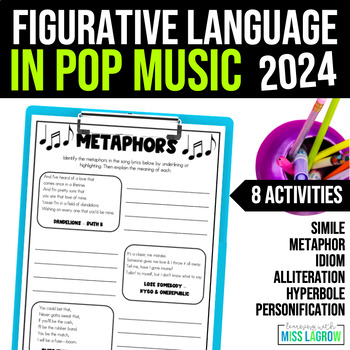 Preview of Figurative Language Poetry Using Pop & TikTok Song Lyrics - 2024 Edition