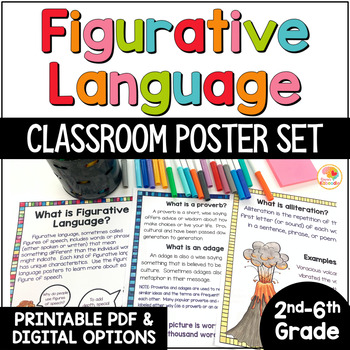 Preview of Figurative Language Posters: Idioms, Similes, Metaphors, & MORE Bulletin Board