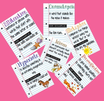 Preview of Figurative Language Posters- Notebook paper