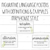 Figurative Language Posters / Shiplap / Greenery / Rustic 