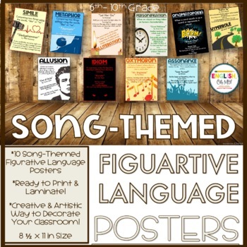 Preview of Figurative Language Posters-Song Themed and Ready to Print! {1st EDITION}