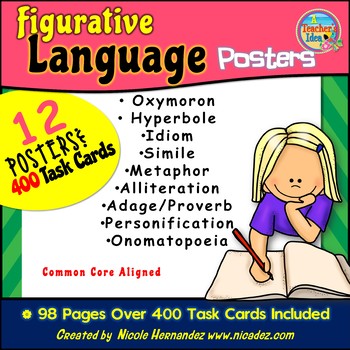 Preview of Figurative Language Posters and Task Cards
