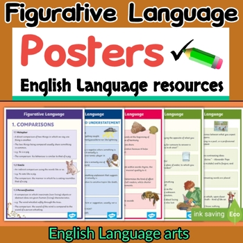 Preview of Figurative Language Posters, figurative language worksheets, hyperbole, similes 