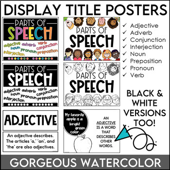 Parts of Speech Posters in Watercolor by Teachers Are Terrific | TpT