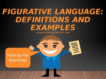 Preview of Figurative Language PowerPoint: Definitions and Examples of Common Terms