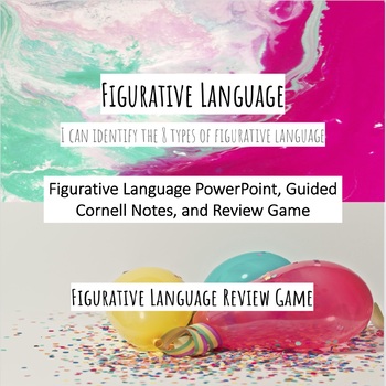 Preview of Figurative Language PowerPoint, Cornell Guided Notes, and Review Game