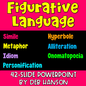 Preview of Figurative Language PowerPoint: Simile, Metaphor, Alliteration, Idiom, and More!