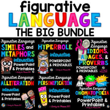 Preview of Figurative Language PowerPoints, Worksheets, and Activities Bundle