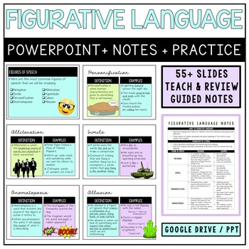 Preview of Figurative Language Powerpoint and Guided Notes- Teach and Practice!