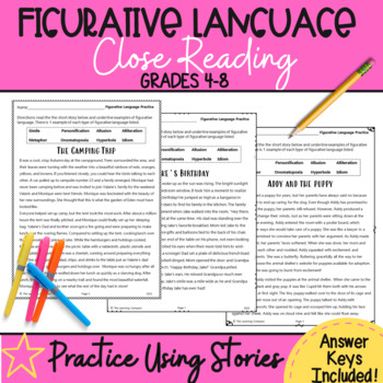 Preview of Figurative Language Practice | Close Reading with Original Stories