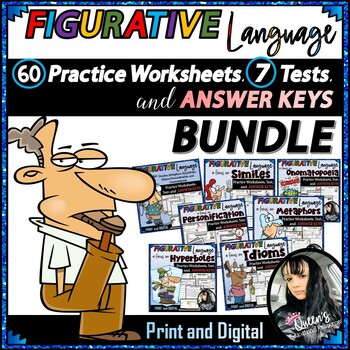 Preview of Figurative Language Activity Worksheets and Assessments (Print and Digital)