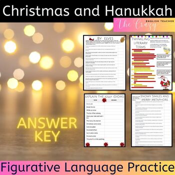 Preview of Figurative Language Practice for Christmas and Hanukkah Alliteration Pun Simile