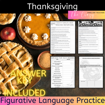 Preview of Figurative Language Practice for Thanksgiving, Simile, Metaphor, Alliteration