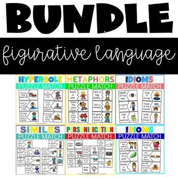 Preview of Figurative Language Puzzles | 1st and 2nd Grade ELA Task Cards