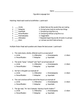 Preview of Figurative Language Quiz