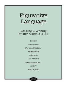 Preview of Figurative Language Reading & Writing Study Guide & Quiz