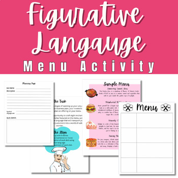 Preview of Figurative Language Menu Activity End of the School Year Project